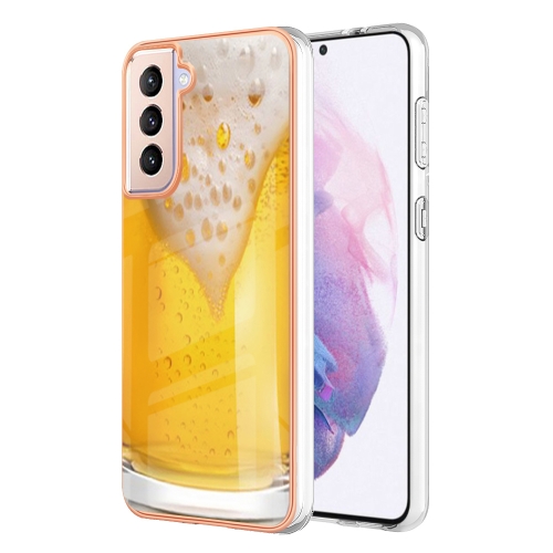 

For Samsung Galaxy S21+ 5G Electroplating Marble Dual-side IMD Phone Case(Draft Beer)