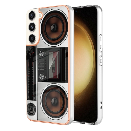 

For Samsung Galaxy S23+ 5G Electroplating Marble Dual-side IMD Phone Case(Retro Radio)