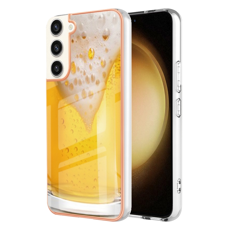 

For Samsung Galaxy S23+ 5G Electroplating Marble Dual-side IMD Phone Case(Draft Beer)