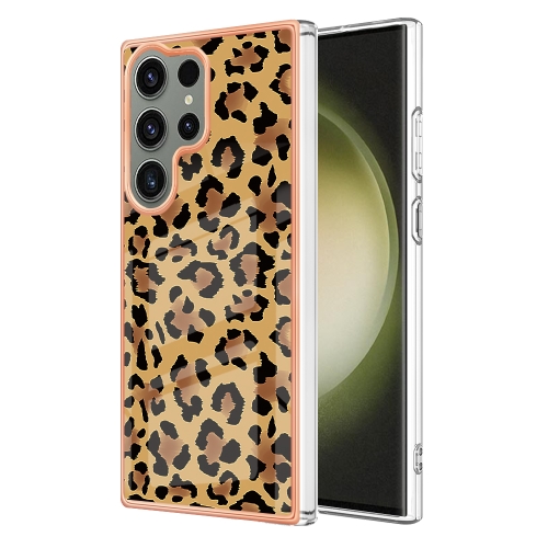 

For Samsung Galaxy S23 Ultra 5G Electroplating Marble Dual-side IMD Phone Case(Leopard Print)