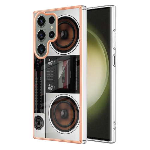 

For Samsung Galaxy S23 Ultra 5G Electroplating Marble Dual-side IMD Phone Case(Retro Radio)