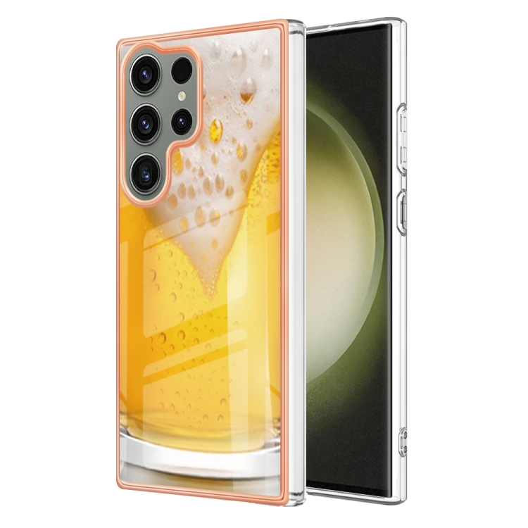 

For Samsung Galaxy S23 Ultra 5G Electroplating Marble Dual-side IMD Phone Case(Draft Beer)