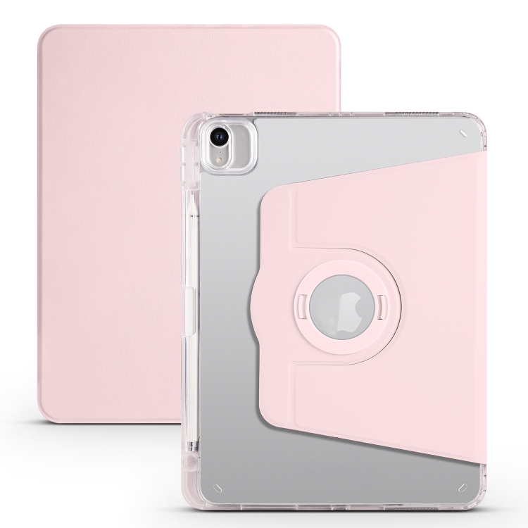 

For iPad Pro 11 2022 / Air 10.9 2022 Clear Acrylic 360 Rotation Detachable Leather Tablet Case(Pink)