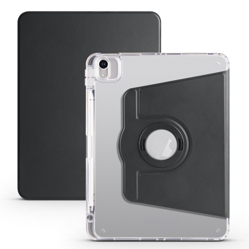 

For iPad Air 11 2024 Clear Acrylic 360 Rotation Detachable Leather Tablet Case(Black)