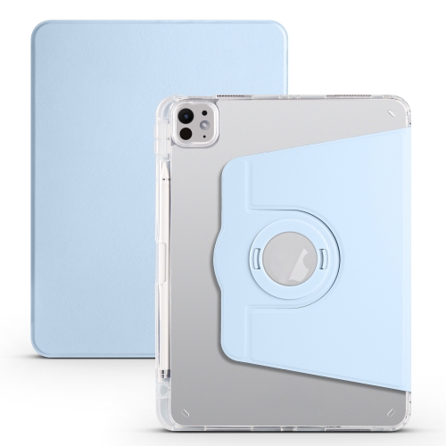 

For iPad Pro 13 2024 Clear Acrylic 360 Rotation Detachable Leather Tablet Case(Ice Blue)