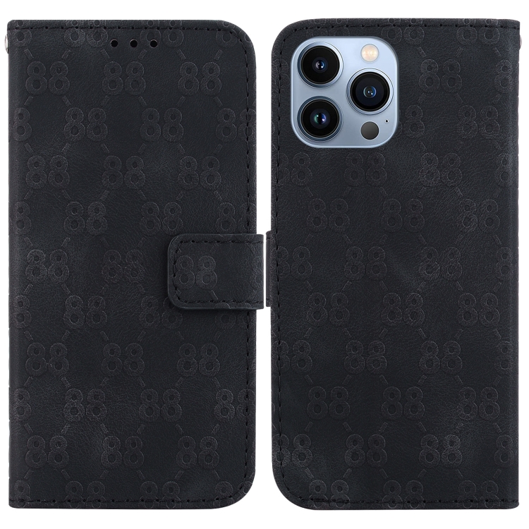 

For iPhone 15 Pro Double 8-shaped Embossed Leather Phone Case(Black)