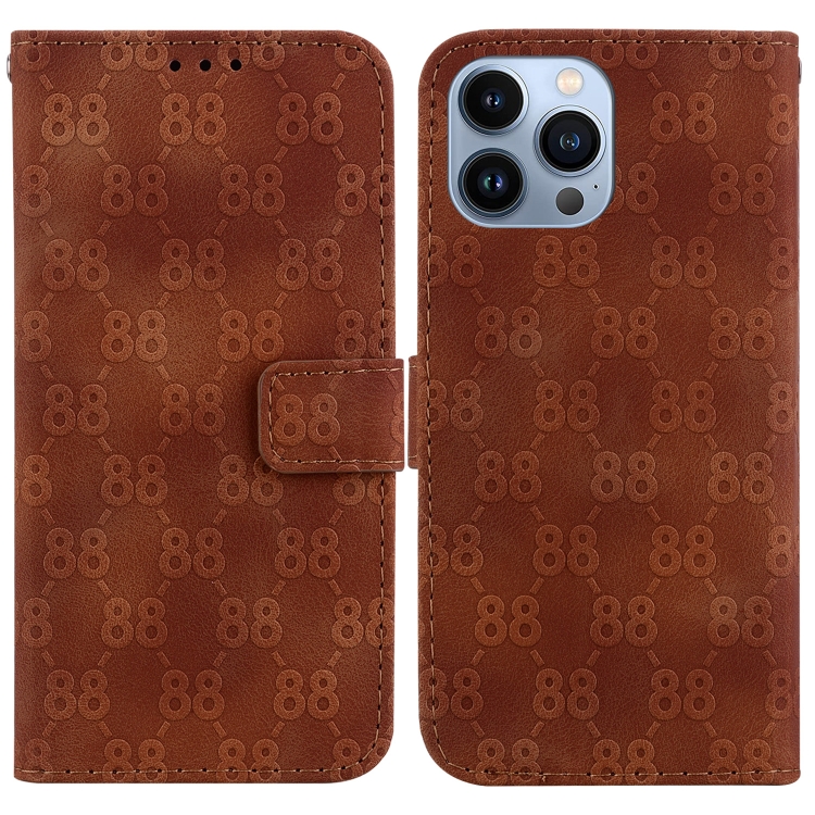 

For iPhone 14 Pro Double 8-shaped Embossed Leather Phone Case(Brown)
