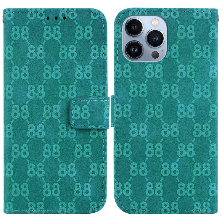 

For iPhone 13 Pro Max Double 8-shaped Embossed Leather Phone Case(Green)