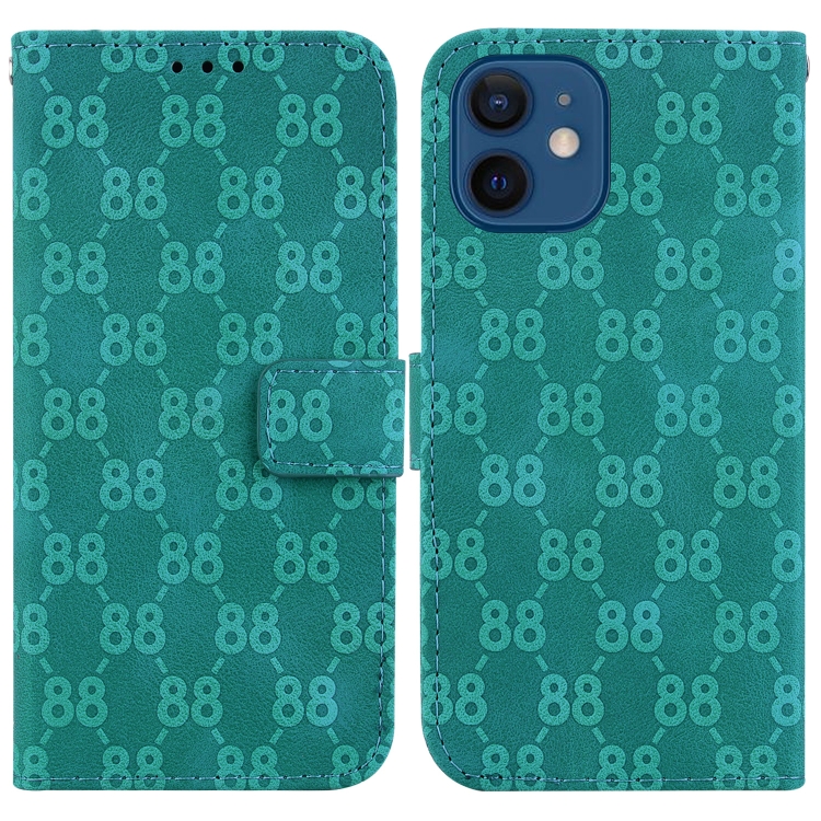 

For iPhone 12 / 12 Pro Double 8-shaped Embossed Leather Phone Case(Green)