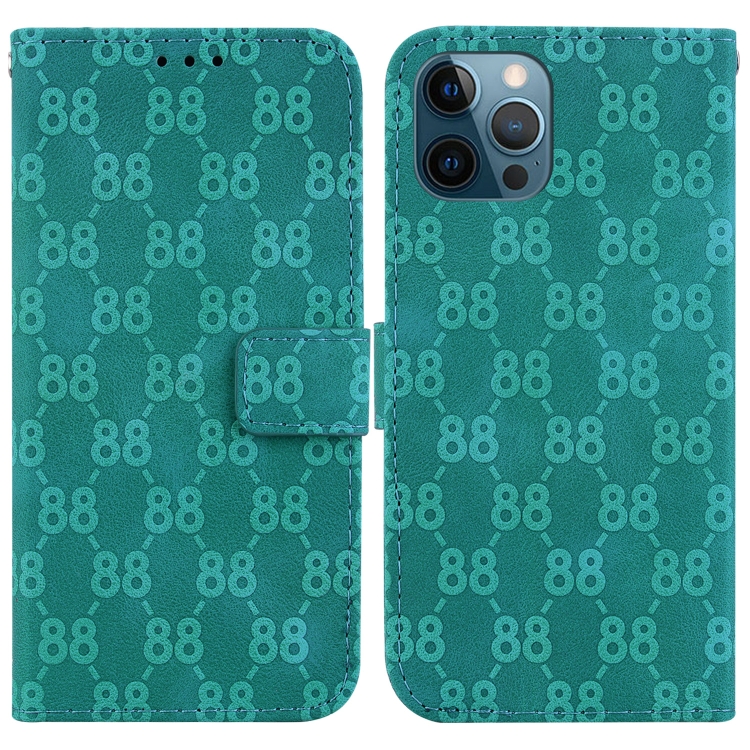 

For iPhone 12 Pro Max Double 8-shaped Embossed Leather Phone Case(Green)