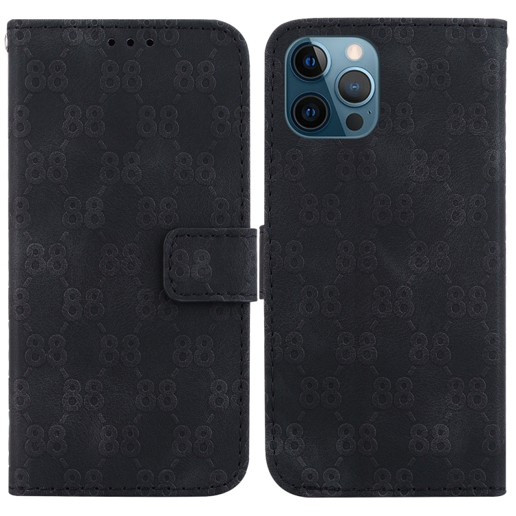 

For iPhone 12 Pro Max Double 8-shaped Embossed Leather Phone Case(Black)