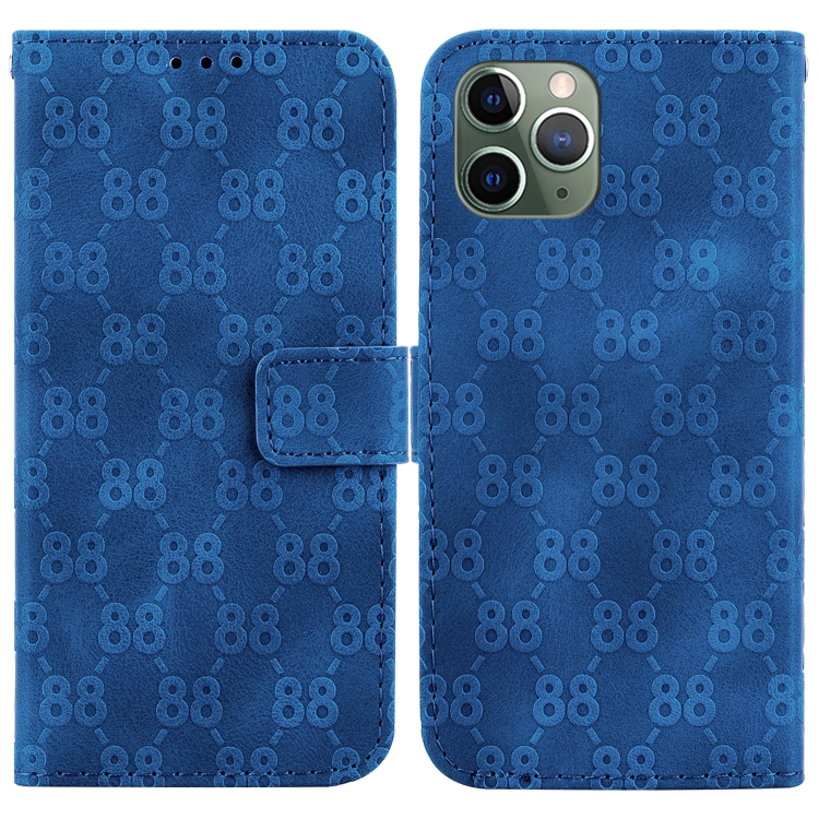 

For iPhone 11 Pro Max Double 8-shaped Embossed Leather Phone Case(Blue)