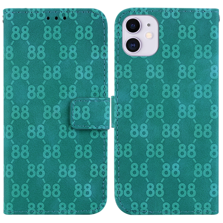 

For iPhone 11 Double 8-shaped Embossed Leather Phone Case(Green)
