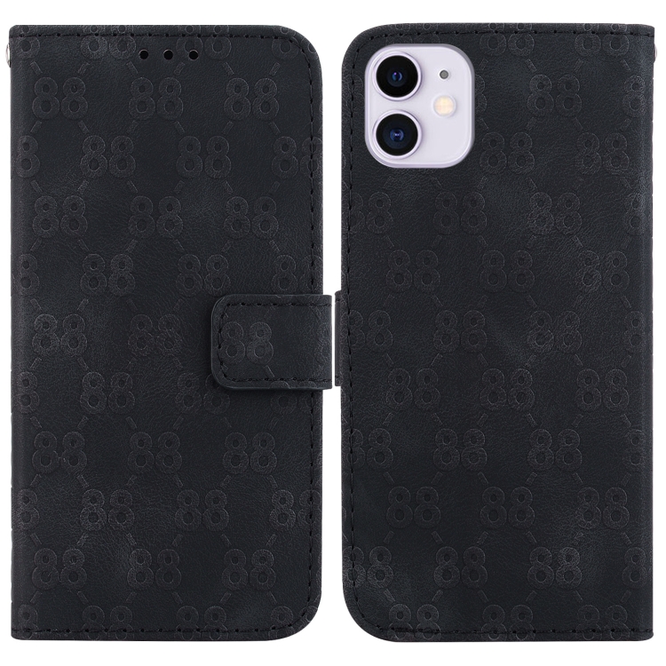 

For iPhone 11 Double 8-shaped Embossed Leather Phone Case(Black)