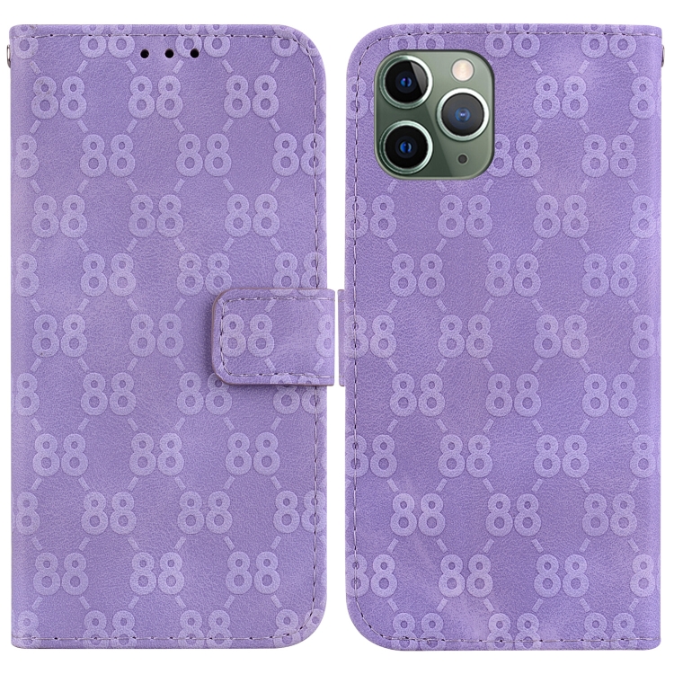 

For iPhone 11 Pro Double 8-shaped Embossed Leather Phone Case(Purple)