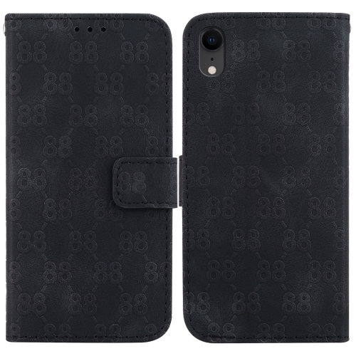 

For iPhone XR Double 8-shaped Embossed Leather Phone Case(Black)