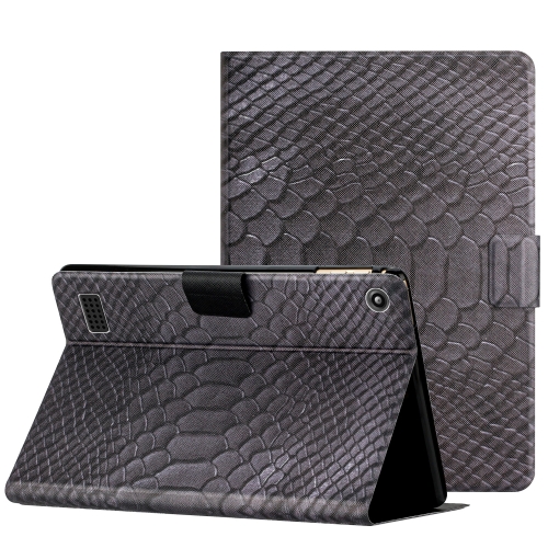 

For Amazon Kindle Fire Max 11 Crocodile Texture Smart Leather Tablet Case(Black)