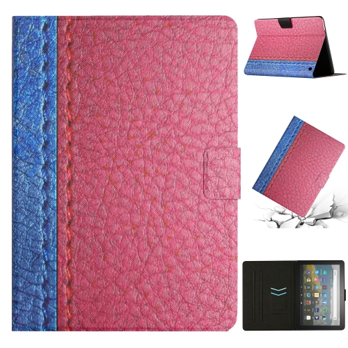 

For Amazon Kindle Fire Max 11 Solid Color Stitching Smart Leather Tablet Case(Rose Red)