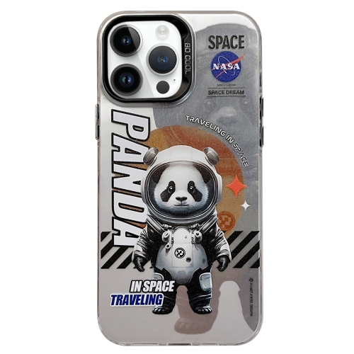 For iPhone 14 Pro Astronaut Pattern PC Phone Case(Gray Panda) for iphone 15 pro astronaut pattern pc phone case gray panda