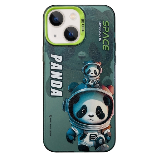 for iphone 15 astronaut pattern large window tpu phone case purple For iPhone 14 Astronaut Pattern PC Phone Case(Green Space Panda)