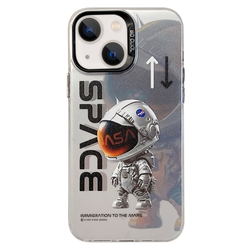 For iPhone 13 Astronaut Pattern PC Phone Case(Gray Astronaut) for iphone 15 pro astronaut pattern pc phone case gray panda
