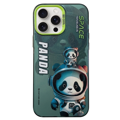 For iPhone 15 Pro Max Astronaut Pattern PC Phone Case(Green Space Panda) for iphone 13 astronaut pattern large window tpu phone case purple