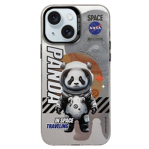 

For iPhone 15 Plus Astronaut Pattern PC Phone Case(Gray Panda)