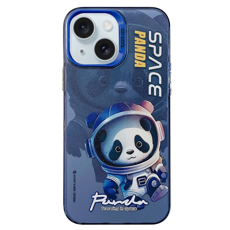 

For iPhone 15 Astronaut Pattern PC Phone Case(Blue Space Panda)