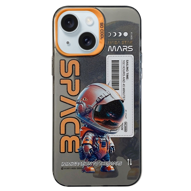

For iPhone 15 Astronaut Pattern PC Phone Case(Black Astronaut)