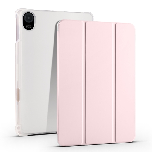 For Honor Pad 8 3-folding Transparent TPU Smart Leather Tablet Case(Ice Pink) умная двуспальная кровать xiaomi 8h milan smart leather electric bed s pro 1 8 m beige dt4 pro без матраса