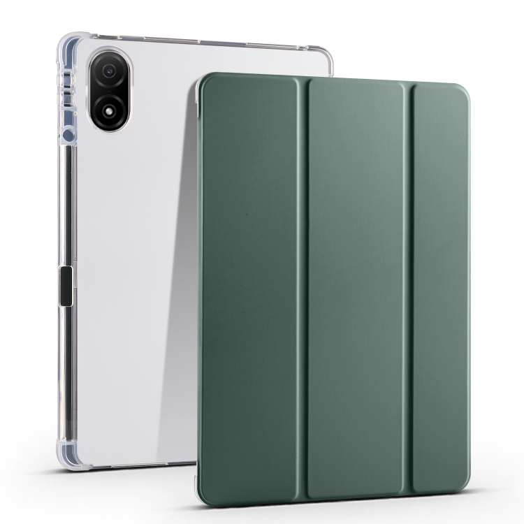 

For Honor Pad V8 Pro 3-folding Transparent TPU Smart Leather Tablet Case(Green)