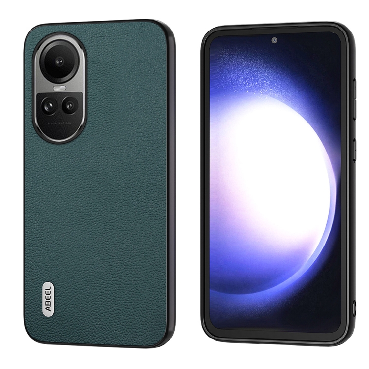 

For OPPO Reno10 Pro Global / Reno10 Global ABEEL Genuine Leather Luolai Series Phone Case(Dark Green)