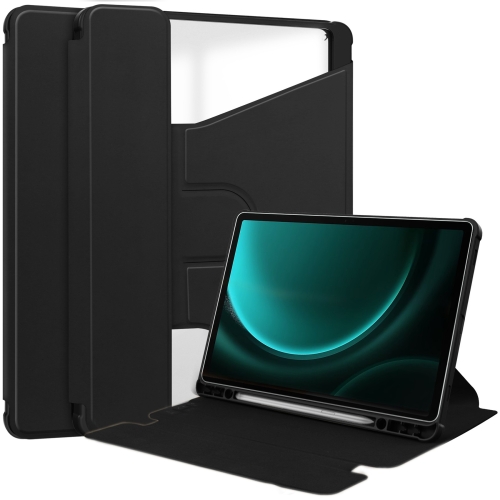 

For Samsung Galaxy Tab S9 FE+ 360 Rotation Transparent Smart Leather Case(Black)