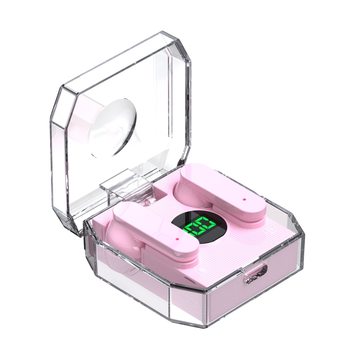 

K30 Transparent Capsule Digital Display Touch Control Bluetooth Earphones(Pink)