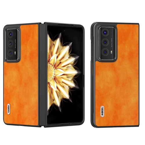 

For Honor Magic V2 Dual Color Lichi Texture PU Phone Case(Orange)