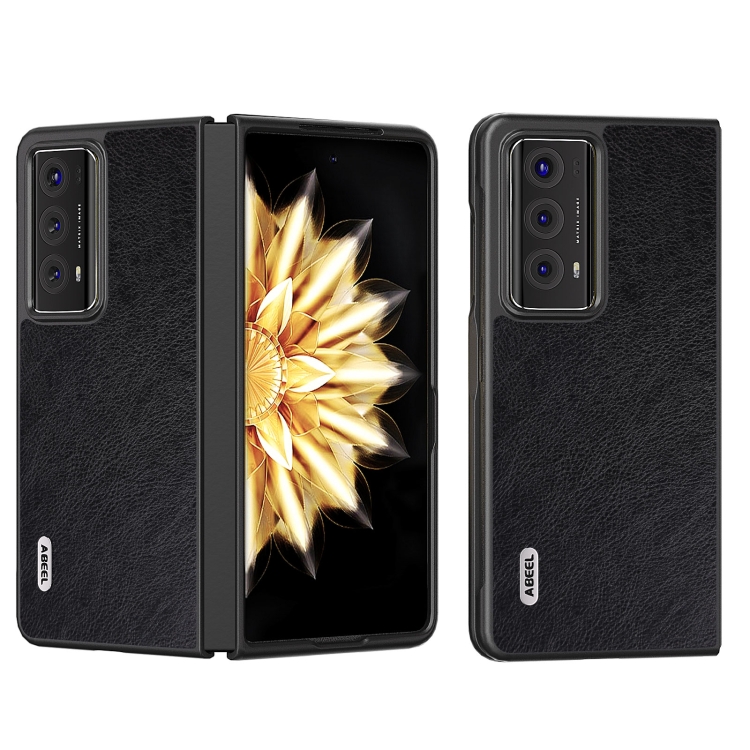 

For Honor Magic V2 Dual Color Lichi Texture PU Phone Case(Black)