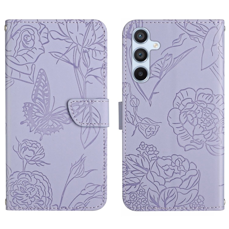 

For Samsung Galaxy S24+ 5G Skin Feel Butterfly Embossed Flip Leather Phone Case(Purple)