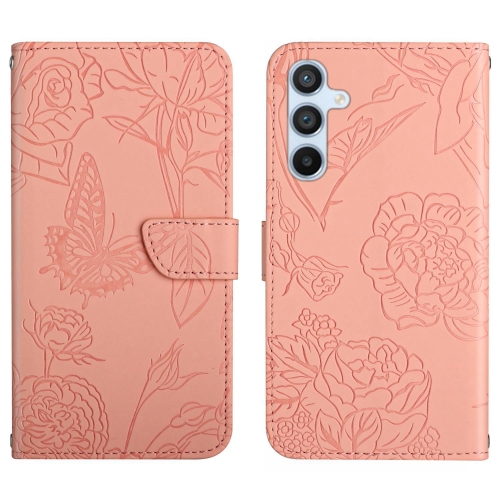 

For Samsung Galaxy S24 5G Skin Feel Butterfly Embossed Flip Leather Phone Case(Pink)