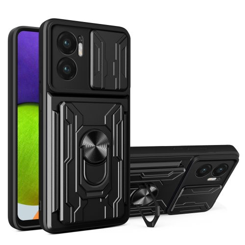 

For Xiaomi Redmi 10 5G Sliding Camshield TPU+PC Phone Case with Card Slot(Black)