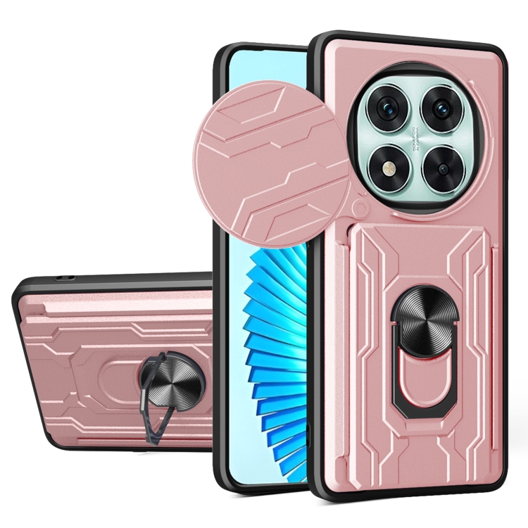 

For Redmi Note 14 Pro 5G Sliding Camshield TPU+PC Phone Case with Card Slot(Rose Gold)