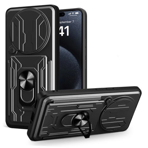 

For Redmi Note 14 Pro+ 5G Sliding Camshield TPU+PC Phone Case with Card Slot(Black)