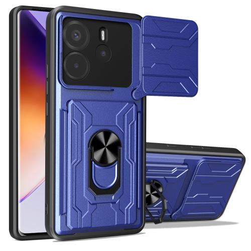 

For Redmi Note 14 4G 163.25mm Sliding Camshield TPU+PC Phone Case with Card Slot(Blue)