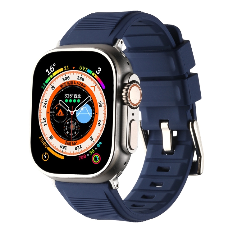 

For Apple Watch Ultra 49mm Double Ring Silicone Watch Band(Dark Blue)