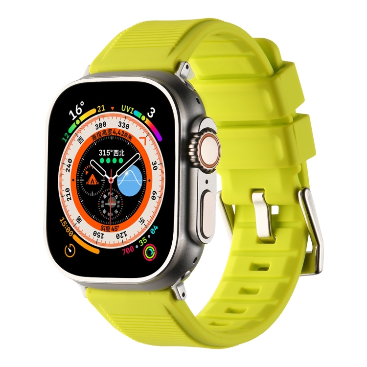

For Apple Watch SE 2023 44mm Double Ring Silicone Watch Band(Fluorescent Green)
