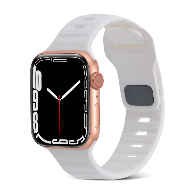 Per Apple Watch Cinturino in silicone a strisce con fibbia