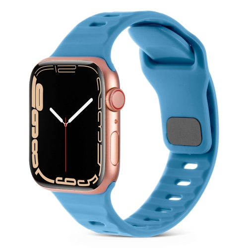 Apple Watch 7 45mm スクエアバックルストライプシリコン時計バンド ...