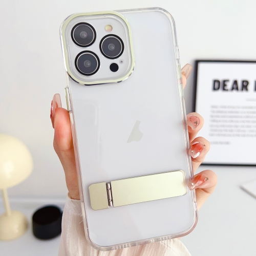 

For iPhone 14 Pro Max Linear Shape Holder Phone Case(Gold)
