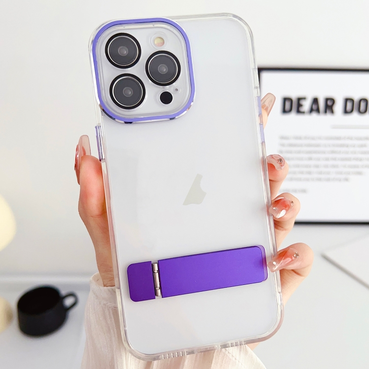 

For iPhone 14 Pro Linear Shape Holder Phone Case(Purple)