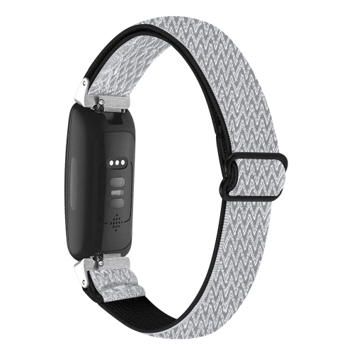 

For Fitbit Inspire 3 Buckle Wave Braided Nylon Watch Band(White Black)