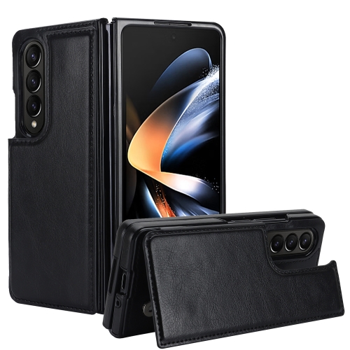 

For Samsung Galaxy Z Fold4 Full Coverage Fold Double Buckle PU Phone Case(Black)